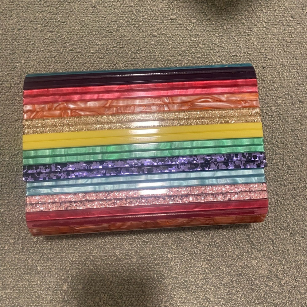 Kurt Geiger Multicolor Striped Acrylic Clutch